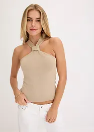 Gebreide haltertop van zachte viscose, bonprix