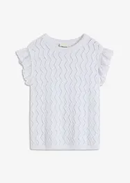 Gebreide top in gehaakte look met kant, bonprix