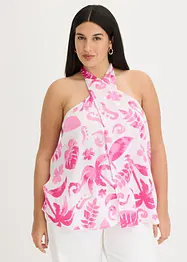 Blousetop met halternek van gestructureerde viscose, bonprix