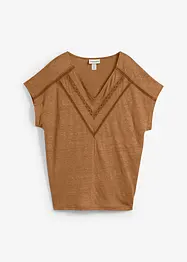 T-shirt van linnen met kant, bonprix