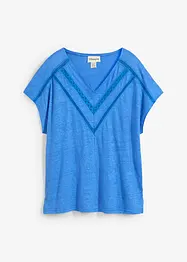 T-shirt van linnen met kant, bonprix