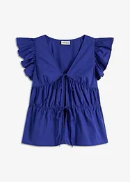 Blouse met strikkoordjes van puur katoen, bonprix