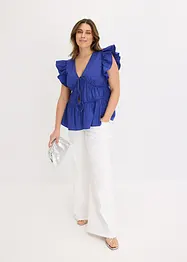 Blouse met strikkoordjes van puur katoen, bonprix