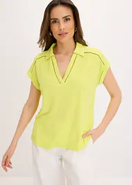 Poloshirt van viscose met kanten inzetstuk, bonprix