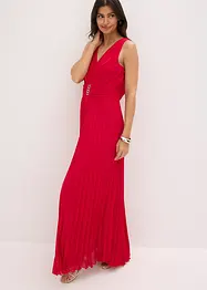 Chiffon jurk met plissé rok en accessoire gesp, bonprix