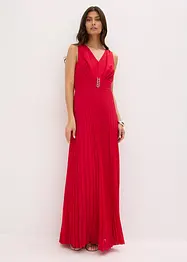 Chiffon jurk met plissé rok en accessoire gesp, bonprix
