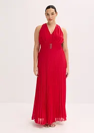 Chiffon jurk met plissé rok en accessoire gesp, bonprix