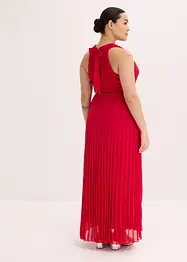 Chiffon jurk met plissé rok en accessoire gesp, bonprix