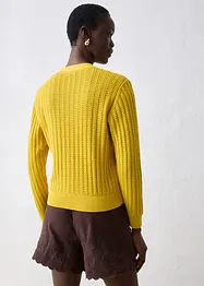 Ajour-vest met linnen, bonprix