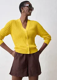 Ajour-vest met linnen, bonprix