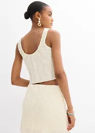 Top met veterdetail in gestructureerde look, bonprix