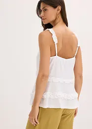Top met spaghettibandjes en ruches, bonprix