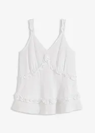 Top met spaghettibandjes en ruches, bonprix