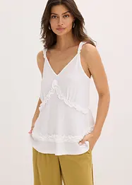 Top met spaghettibandjes en ruches, bonprix