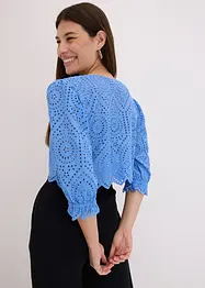 Blouse met broderi anglaise en pofmouwen, bonprix