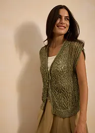 Ajour gebreid vest met viscose, bonprix