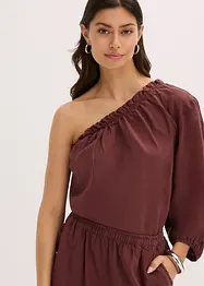 One-schouder blouse met linnen, bonprix