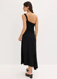Jersey jurk met asymmetrische zoom en knoopdetail op de schouder, bonprix