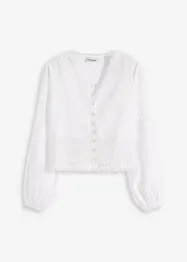 Blouse met crochet inzetstuk en franjes, bonprix