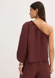 One-schouder blouse met linnen, bonprix