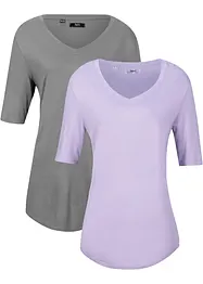 Longshirt van zachte viscose (set van 2), bonprix