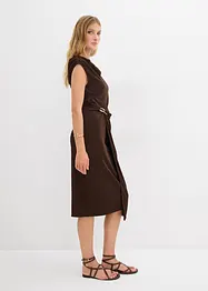 Gedrapeerde midi jurk in een geribde look, bonprix
