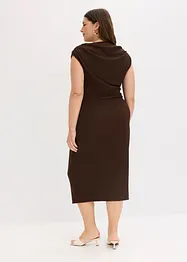 Gedrapeerde midi jurk in een geribde look, bonprix