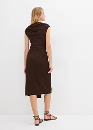 Gedrapeerde midi jurk in een geribde look, bonprix