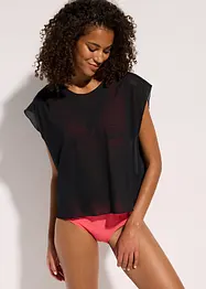 Transparant strandshirt met capuchon, bonprix