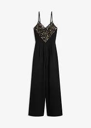 Jersey jumpsuit met kant, bonprix