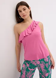 One shoulder top met volant in een zachte viscosemix, bonprix