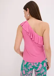 One shoulder top met volant in een zachte viscosemix, bonprix