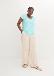 Katoenen shirt met kant, korte mouw, bonprix