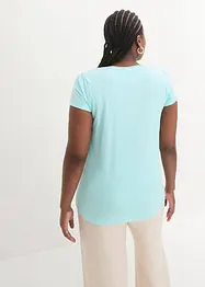 Katoenen shirt met kant, korte mouw, bonprix