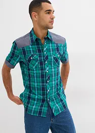 Overhemd met korte mouwen en denim details, bonprix