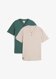 Henley shirt, korte mouw (set van 2) van biologisch katoen, bonprix