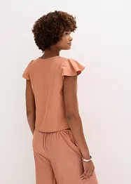 Blouse met volantmouwen in een glanzende look, bonprix