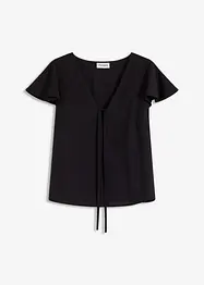 Blouse met volantmouwen in een glanzende look, bonprix
