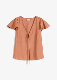 Blouse met volantmouwen in een glanzende look, bonprix