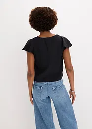 Blouse met volantmouwen in een glanzende look, bonprix