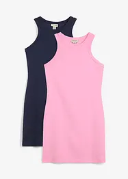 Jurk met spaghettibandjes van interlock (set van 2), bonprix