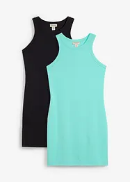 Jurk met spaghettibandjes van interlock (set van 2), bonprix