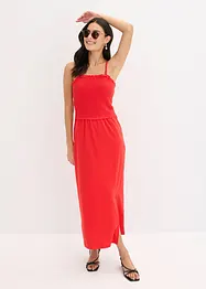Midi-jurk van stevige jersey met smokinzet en split, bonprix