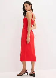 Midi-jurk van stevige jersey met smokinzet en split, bonprix