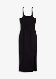 Midi-jurk van stevige jersey met smokinzet en split, bonprix