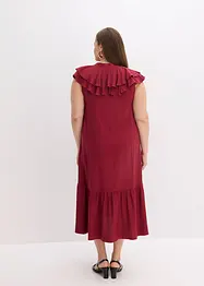 Midi jurk met volants van gestructureerde crêpe, bonprix