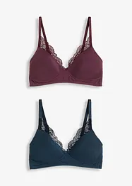 Voorgevormde bh zonder beugels met biologisch katoen (set van 2), bonprix