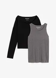 Top en longsleeve  van jersey (2-dlg. set), bonprix