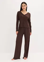 Geribde pyjama met knoopsluiting, bonprix