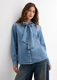 Spijkerblouse met strik, bonprix